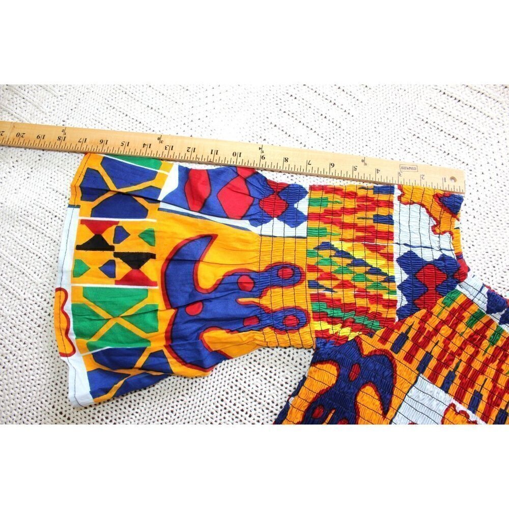 Handmade African mermaid multicolor ruffled trumpet Maxi dress Size M stretch - Picture 5 of 12